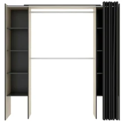 Armoire Dgond, Structure Pour Dressing, Porte-manteau Extensible Ouvert, 180x50h205 Cm, Chêne Et Gris -Sominova Soldes Boutique dressing et vestiaire 22870687