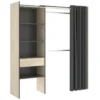Armoire Dober, Structure Pour Dressing Avec Rideau, Portemanteau Ouvert, 160x50h205 Cm, Chêne Et Anthracite -Sominova Soldes Boutique dressing et vestiaire 22870709