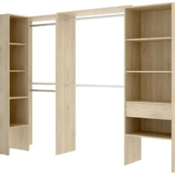Armoire Dacasuz, Structure Pour Dressing D'angle, Porte-manteau D'angle Ouvert, 248x79h187 Cm, Chêne