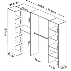 Armoire Dacasuz, Structure Pour Dressing D'angle, Porte-manteau D'angle Ouvert, 248x79h187 Cm, Chêne 8 Armoire Dacasuz, Structure Pour Dressing D'angle, Porte-manteau D'angle Ouvert, 248x79h187 Cm, Chêne -Sominova Soldes Boutique dressing et vestiaire 22870935