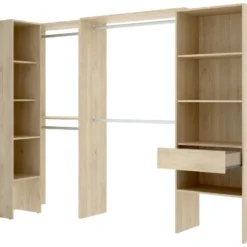 Armoire Dacasuz, Structure Pour Dressing D'angle, Porte-manteau D'angle Ouvert, 248x79h187 Cm, Chêne 9 Armoire Dacasuz, Structure Pour Dressing D'angle, Porte-manteau D'angle Ouvert, 248x79h187 Cm, Chêne -Sominova Soldes Boutique dressing et vestiaire 22870937