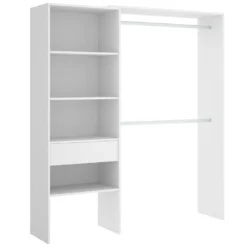 Armoire Dgarut, Structure Pour Dressing, Portemanteau Ouvert, 160x40h187 Cm, Blanc