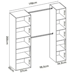 Armoire Dcroc, Structure Pour Dressing, Portemanteau Ouvert, 200x50h205 Cm, Blanc 9 Armoire Dcroc, Structure Pour Dressing, Portemanteau Ouvert, 200x50h205 Cm, Blanc -Sominova Soldes Boutique dressing et vestiaire 22871019