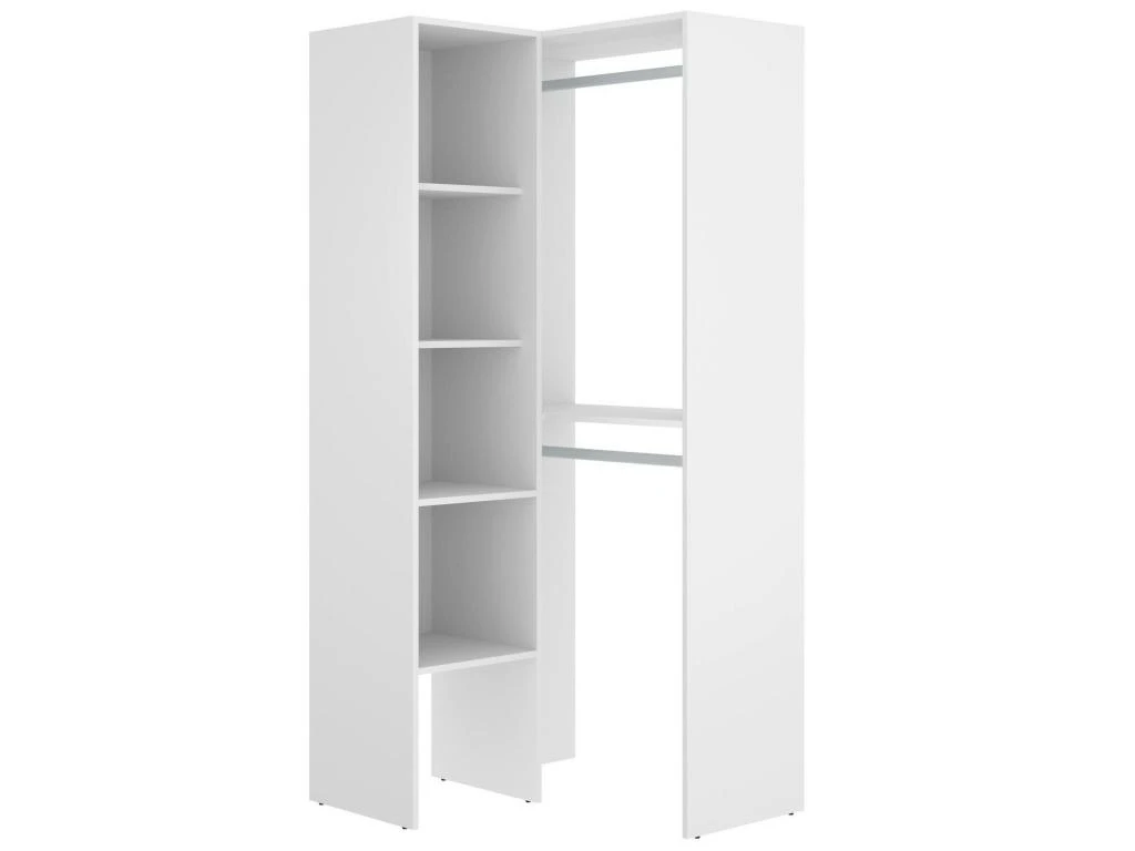 Armoire Dalmic, Structure Pour Dressing D'angle, Porte-manteau D'angle Ouvert, 79x88h186 Cm, Blanc 3 Armoire Dalmic, Structure Pour Dressing D'angle, Porte-manteau D'angle Ouvert, 79x88h186 Cm, Blanc