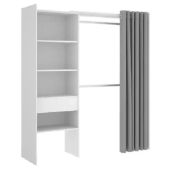 Dressing Extensible LAURENT - L.110/160 Cm - Coloris : Blanc Et Gris 8 Dressing Extensible LAURENT - L.110/160 Cm - Coloris : Blanc Et Gris -Sominova Soldes Boutique dressing 390173