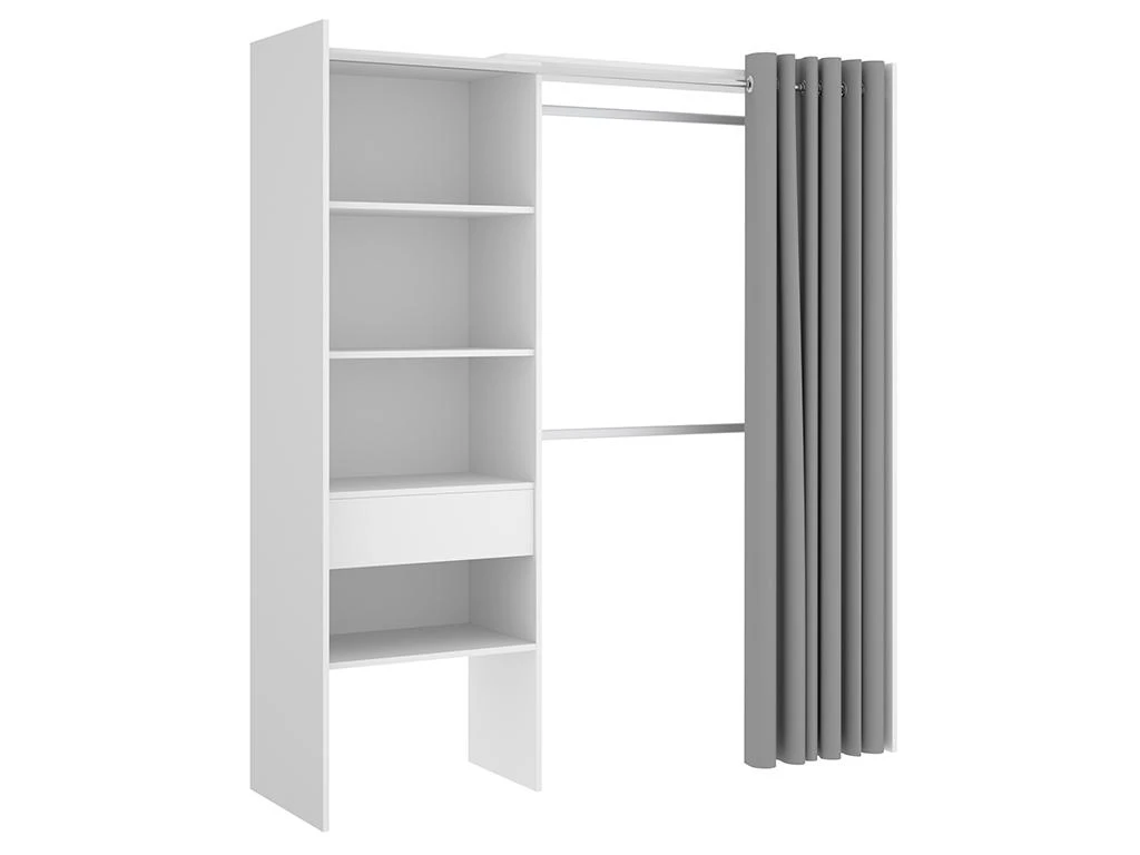 Dressing Extensible LAURENT - L.110/160 Cm - Coloris : Blanc Et Gris 5 Dressing Extensible LAURENT - L.110/160 Cm - Coloris : Blanc Et Gris – Image 3