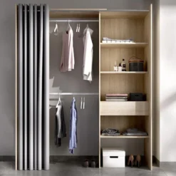 Dressing Extensible LAURENT - L.110/160 Cm - Coloris : ChĂȘne Et Gris