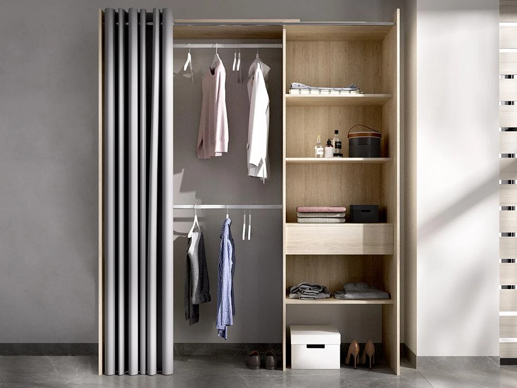 Dressing Extensible LAURENT - L.110/160 Cm - Coloris : Chêne Et Gris 3 Dressing Extensible LAURENT - L.110/160 Cm - Coloris : Chêne Et Gris