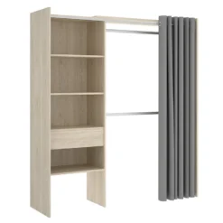 Dressing Extensible LAURENT - L.110/160 Cm - Coloris : Chêne Et Gris 10 Dressing Extensible LAURENT - L.110/160 Cm - Coloris : Chêne Et Gris -Sominova Soldes Boutique dressing 390181