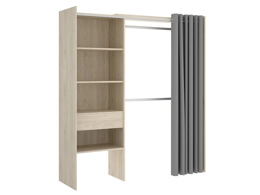 Dressing Extensible LAURENT - L.110/160 Cm - Coloris : Chêne Et Gris 6 Dressing Extensible LAURENT - L.110/160 Cm - Coloris : Chêne Et Gris – Image 4