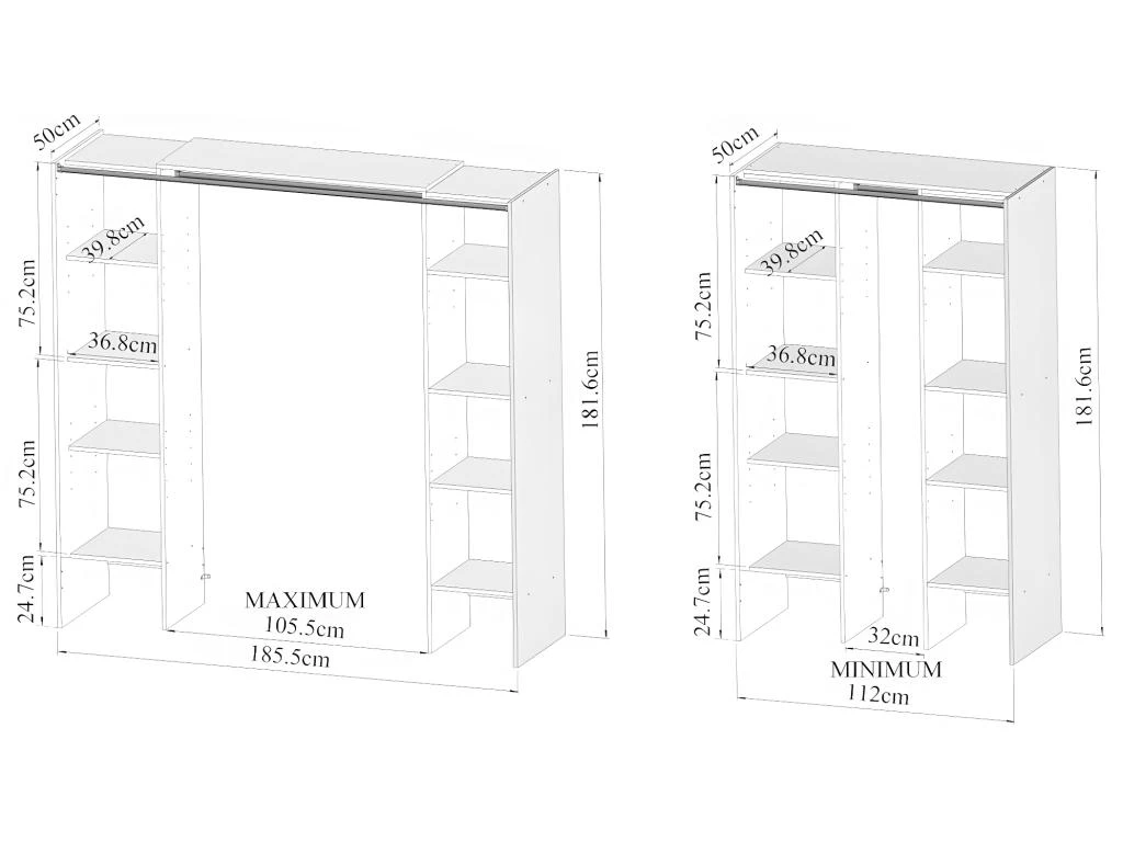 Ensemble Dressing + Meuble De Rangement EMERIC - Blanc & Anthracite 6 Ensemble Dressing + Meuble De Rangement EMERIC - Blanc & Anthracite – Image 4