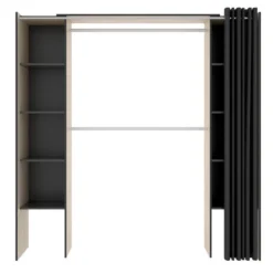 Dressing Extensible DORIAN Avec Rideau - L110/180 Cm - Coloris : Chêne Et Anthracite -Sominova Soldes Boutique dressing 419987