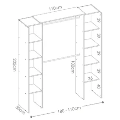Dressing Extensible DORIAN Avec Rideau - L110/180 Cm - Coloris : Chêne Et Anthracite -Sominova Soldes Boutique dressing 419989