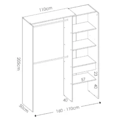 Dressing Extensible LAURENT - L.110/160 Cm - Coloris : Blanc Et Gris 9 Dressing Extensible LAURENT - L.110/160 Cm - Coloris : Blanc Et Gris -Sominova Soldes Boutique dressing 420439
