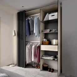 Dressing Extensible LAURENT - L.110/160 Cm - Coloris : ChĂȘne Et Anthracite