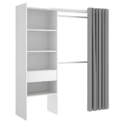 Dressing D'angle Extensible GONTRAN - L164/214 Cm - Blanc Et Gris -Sominova Soldes Boutique dressing 434729