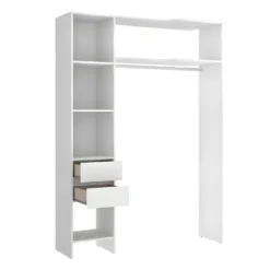 Dressing D'angle Extensible GONTRAN - L164/214 Cm - Blanc Et Gris -Sominova Soldes Boutique dressing 434741