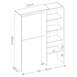 Dressing D'angle Extensible GONTRAN - L164/214 Cm - Chêne Et Anthracite -Sominova Soldes Boutique dressing 434765