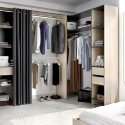 Dressing D'angle Extensible GONTRAN - L164/214 Cm - ChĂȘne Et Anthracite