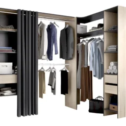 Dressing D'angle Extensible GONTRAN - L164/214 Cm - Chêne Et Anthracite -Sominova Soldes Boutique dressing 436453