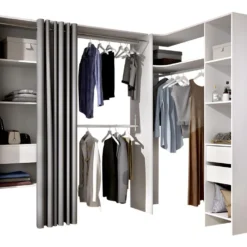 Dressing D'angle Extensible GONTRAN - L164/214 Cm - Blanc Et Gris -Sominova Soldes Boutique dressing 436461