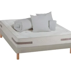 NUIT DE COTON | Pack Prêt à Dormir SERENADE 160x200 Cm | Matelas Ressorts Ensachés + Sommier + Accessoires | Ferme