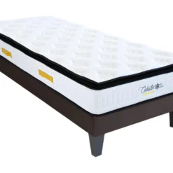 BELLECOUR LITERIE | Ensemble CELESTIN 90x200 Cm | Matelas Mémoire De Forme + Sommier Bois | Ferme