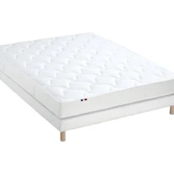 Ensemble Matelas 100% Latex 3 Zones ESSENTIEL + Sommier - Fabriqué En France Dimensions - 140 X 190 Cm, Sommier - Blanc