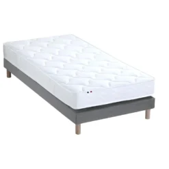 Ensemble Matelas Mousse Ferme Réversible ALTO + Sommier - Made In France Dimensions - 90 X 190 Cm, Sommier - Gris Chiné