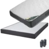JAVA - Pack Matelas 140x190 + Sommier Tapissier Démontable 2x20 Lattes Anthracites + Pieds Anthracites 15cm -Sominova Soldes Boutique ensemble matelas sommier 10839017