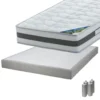 SEYCHELLES - Pack Matelas 140x190 + Sommier Tapissier Démontable 2x20 Lattes Lin + Pieds Argent 15cm -Sominova Soldes Boutique ensemble matelas sommier 10840007