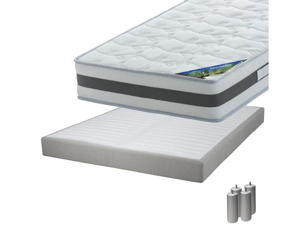 SEYCHELLES - Pack Matelas 140x190 + Sommier Tapissier Démontable 2x20 Lattes Lin + Pieds Argent 15cm 3 SEYCHELLES - Pack Matelas 140x190 + Sommier Tapissier Démontable 2x20 Lattes Lin + Pieds Argent 15cm