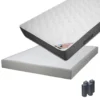 BERMUDES - Pack Matelas 160x200 + Sommier Tapissier Démontable 2x20 Lattes Lin + Pieds Anthracites 15cm -Sominova Soldes Boutique ensemble matelas sommier 10840217