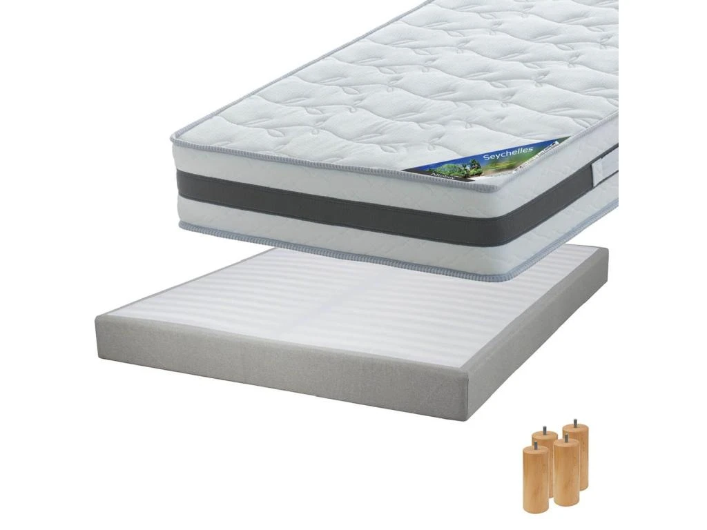 SEYCHELLES - Pack Matelas 140x190 + Sommier Tapissier Démontable 2x20 Lattes Lin + Pieds Bois 15cm 3 SEYCHELLES - Pack Matelas 140x190 + Sommier Tapissier Démontable 2x20 Lattes Lin + Pieds Bois 15cm
