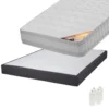 TAHITI - Pack Matelas 140x190 + Sommier Tapissier Démontable 2x20 Lattes Anthracites + Pieds Blancs 15cm -Sominova Soldes Boutique ensemble matelas sommier 10840337