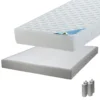 MALDIVES - Pack Matelas 140x190 + Sommier Tapissier Démontable 2x20 Lattes Lin + Pieds Argent 15cm -Sominova Soldes Boutique ensemble matelas sommier 10840357