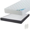 MALDIVES - Pack Matelas 140x190 + Sommier Tapissier Démontable 2x20 Lattes Anthracites + Pieds Blancs 15cm -Sominova Soldes Boutique ensemble matelas sommier 10840375