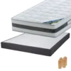 SEYCHELLES - Pack Matelas 140x190 + Sommier Tapissier Démontable 2x20 Lattes Anthracites + Pieds Bois 15cm -Sominova Soldes Boutique ensemble matelas sommier 10840495