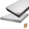 BERMUDES - Pack Matelas 160x200 + Sommier Tapissier Démontable 2x20 Lattes Lin + Pieds Bois 15cm -Sominova Soldes Boutique ensemble matelas sommier 10840675