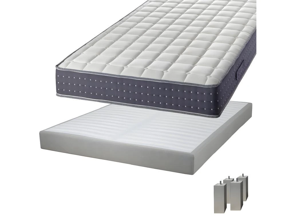 SILHOUETTE - Pack Matelas 140x190 + Sommier Tapissier Démontable 2x20 Lattes Lin + Pieds Carrés Argent 15cm 3 SILHOUETTE - Pack Matelas 140x190 + Sommier Tapissier Démontable 2x20 Lattes Lin + Pieds Carrés Argent 15cm