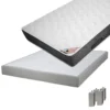 BERMUDES - Pack Matelas 140x190 + Sommier Tapissier Démontable 2x20 Lattes Lin + Pieds Carrés Argent 15cm -Sominova Soldes Boutique ensemble matelas sommier 10840951