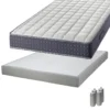 SILHOUETTE - Pack Matelas 140x190 + Sommier Tapissier Démontable 2x20 Lattes Lin + Pieds Argent 15cm