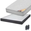 TAHITI - Pack Matelas 140x190 + Sommier Tapissier Démontable 2x20 Lattes Anthracites + Pieds Anthracites 15cm