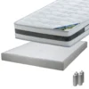 SEYCHELLES - Pack Matelas 160x200 + Sommier Tapissier Démontable 2x20 Lattes Lin + Pieds Argent 15cm -Sominova Soldes Boutique ensemble matelas sommier 10841181