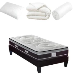 HYPSOM | Pack Prêt à Dormir DIVIN 90x190 Cm | Matelas Ressorts Ensachés + Sommier + Accessoires