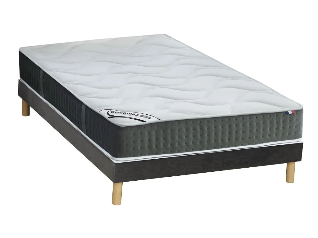 Ensemble Sommier Velours + Matelas Ressorts Ensachés Et Mémoire De Forme ép.25cm - 140 X 190 Cm - TIAMAT De DREAMEA 3 Ensemble Sommier Velours + Matelas Ressorts Ensachés Et Mémoire De Forme ép.25cm - 140 X 190 Cm - TIAMAT De DREAMEA