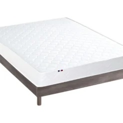 Ensemble Matelas Accueil Latex INITIAL Sommier En Kit Couleur - Chêne Gris, Dimensions - 140 X 190 Cm