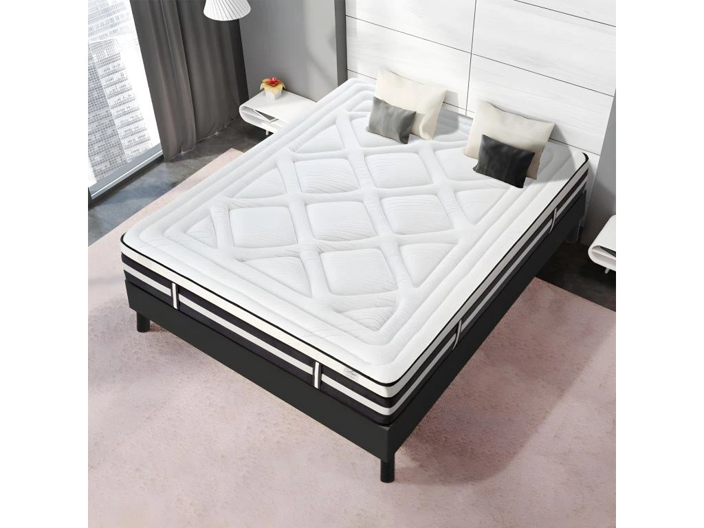 Matelas Calliope Mousse Haute Densité Accueil Mémoire De Forme Et Sommier Kit Bois - 160 X 200 Cm 4 Matelas Calliope Mousse Haute Densité Accueil Mémoire De Forme Et Sommier Kit Bois - 160 X 200 Cm – Image 2