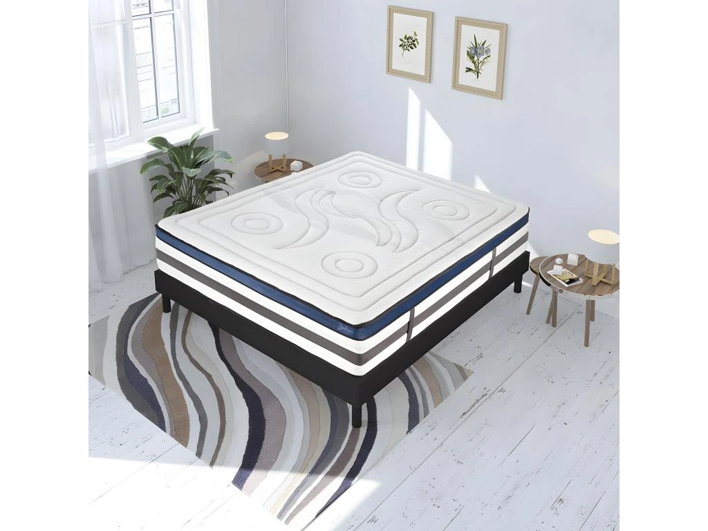 Ensemble Matelas Quintessence Mousse Haute Densité Accueil Mémoire Cocooning 30cm Et Sommier Bois - 140x190cm 4 Ensemble Matelas Quintessence Mousse Haute Densité Accueil Mémoire Cocooning 30cm Et Sommier Bois - 140x190cm – Image 2