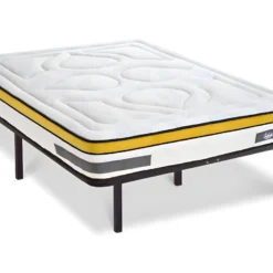 Ensemble Matelas Aubertin Ressorts Ensachés Accueil Mémoire Et Sommier Cadre Métal - 160 X 200 Cm